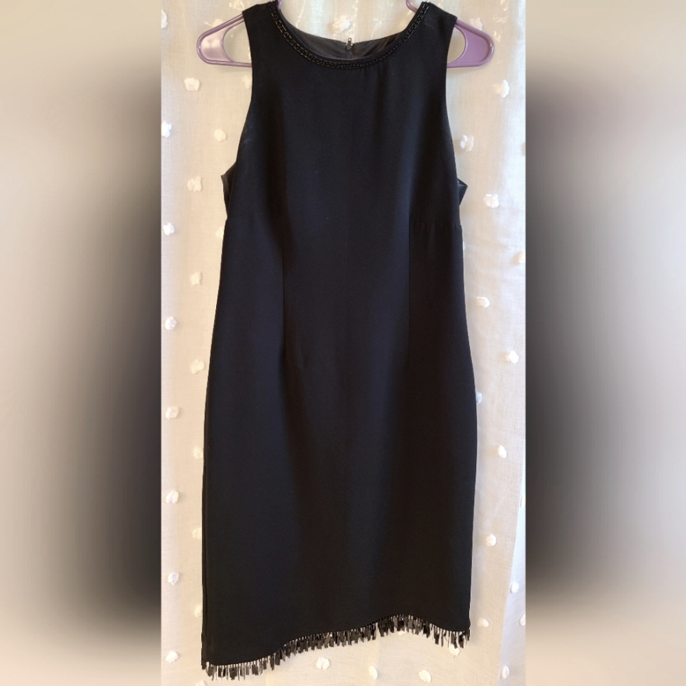 Vintage 90s 6 Asymmetrical Black Cocktail Dress Sequins Formal size 6